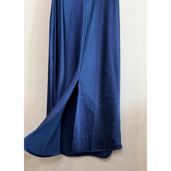 Petal + Pup Blue Satin Cowl Neck Slip Dress Size 8 Y2K Style - Picture 4 of 8